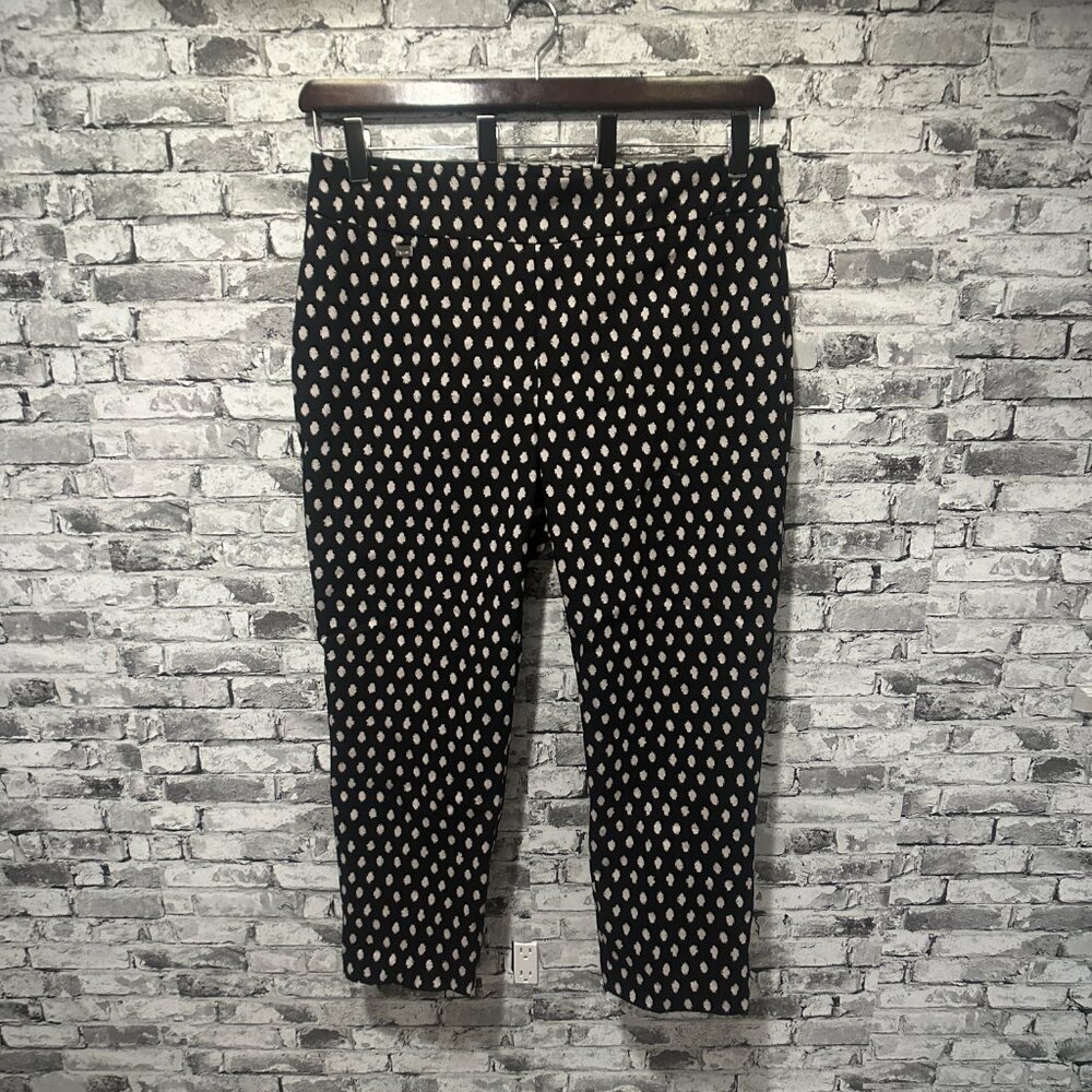 EUC Premise Black Base White Polka Dot Stretchy Ankle Pants Women's Size 2X